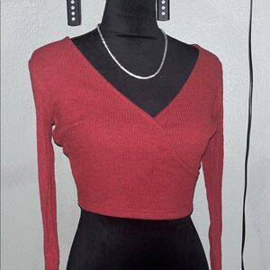 Forever 21 Red Ribbed Crop Top